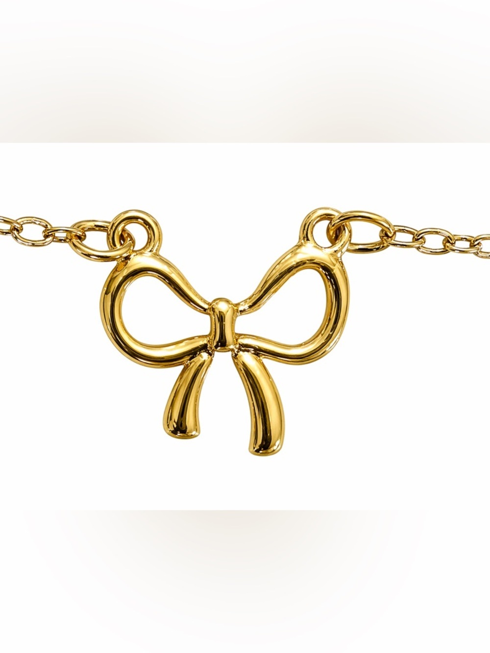 14K Gold Plated Bow Bracelet 10” Adjustable Dainty Chain Beaded Minimal - Picture 7 of 12